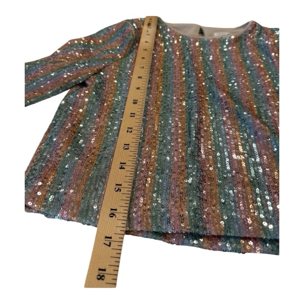 Chelsea & Violet Girls Rainbow Stripe Sequin LS Top New Size Girls L Pink Silver - Picture 9 of 14